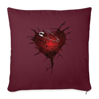 Cracks coeur et épingles à nourrice cadeau - Housse de coussin décorative 45 x 45 cm - bordeaux - Devant