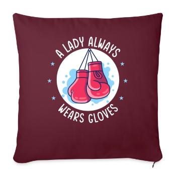 Une dame porte toujours des gants Boxe - Housse de coussin décorative 45 x 45 cm - bordeaux - Devant