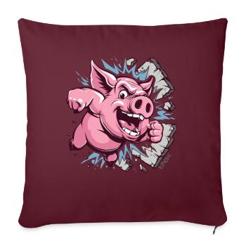 Eine Seelen- und Wand- zerschmetternde Action Sau - Sofakissenbezug 45 x 45 cm - Burgunderrot - Vorne