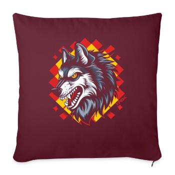 Le grand méchant motif à carreaux loup - Housse de coussin décorative 45 x 45 cm - bordeaux - Devant