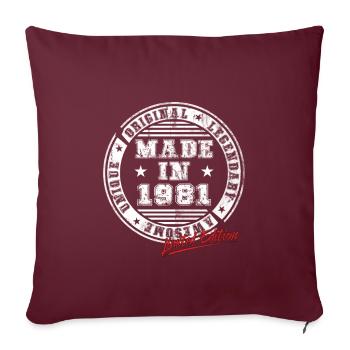 Rétro Patch Vintage 1981 cadeau d’anniversaire - Housse de coussin décorative 45 x 45 cm - bordeaux - Devant