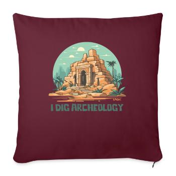 J’adore l’archéologie - Housse de coussin décorative 45 x 45 cm - bordeaux - Devant
