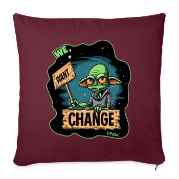 Des extraterrestres verts protestent pour le changement - Housse de coussin décorative 45 x 45 cm - bordeaux - Devant