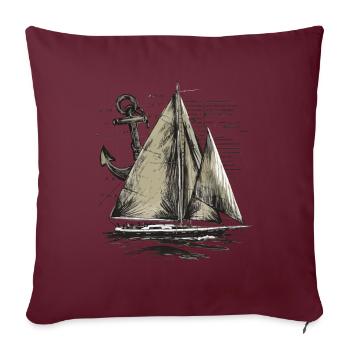 Voilier avec cadeau d’ancre - Housse de coussin décorative 45 x 45 cm - bordeaux - Devant
