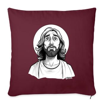 Huch Jesus-ähnlichen Kerl mit Heiligenschein - Sofakissenbezug 45 x 45 cm - Burgunderrot - Vorne
