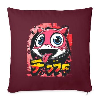 Graffiti Japonais Mignon Coquine Anime Chat - Housse de coussin décorative 45 x 45 cm - bordeaux - Devant