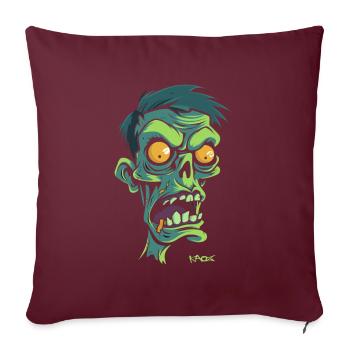 Dessin animé d’un zombie vert, zombie horrible - Housse de coussin décorative 45 x 45 cm - bordeaux - Devant