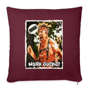Un collègue asiatique crie : Le travail, c’est nul ! - Housse de coussin décorative 45 x 45 cm - bordeaux - Devant