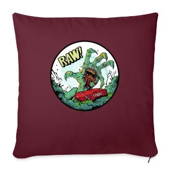 Zombie Hand aus dem Grab mit rohem Fleisch - Sofakissenbezug 45 x 45 cm - Burgunderrot - Vorne
