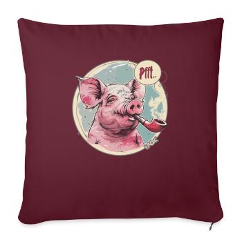 Cochon et sifflet détendus et frais - Housse de coussin décorative 45 x 45 cm - bordeaux - Devant
