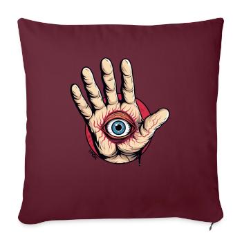 Hand mit Auge: Aufpassen! - Sofakissenbezug 45 x 45 cm - Burgunderrot - Vorne