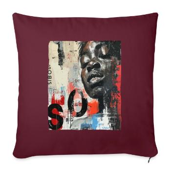 Peinture murale d’art de rue africain - Housse de coussin décorative 45 x 45 cm - bordeaux - Devant