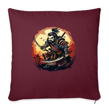 Lustiger und cooler japanischer Samurai - Sofakissenbezug 45 x 45 cm - Burgunderrot - Vorne