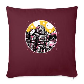 Une nature magnifique et un chevalier robot - Housse de coussin décorative 45 x 45 cm - bordeaux - Devant