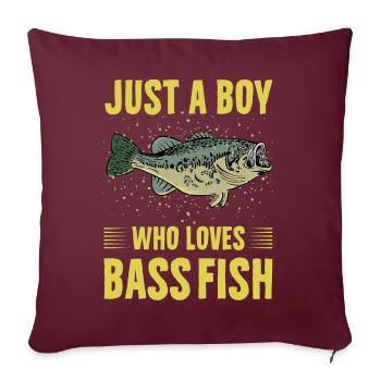 Nur ein Junge, der Barschfische liebt - Sofakissenbezug 45 x 45 cm - Burgunderrot - Vorne