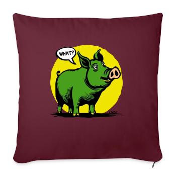 Drôle de cochon jaune et vert, hein ? - Housse de coussin décorative 45 x 45 cm - bordeaux - Devant