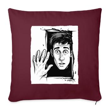 Homme de dessin animé surréaliste abstrait - Housse de coussin décorative 45 x 45 cm - bordeaux - Devant
