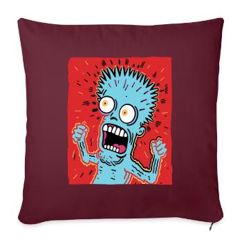Cartoonkunst eines verrückten Typen - Sofakissenbezug 45 x 45 cm - Burgunderrot - Vorne