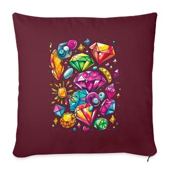 Bijoux et bijoux : diamants et rubis - Housse de coussin décorative 45 x 45 cm - bordeaux - Devant