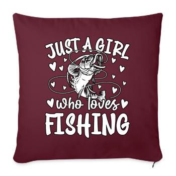 Juste une fille qui aime la pêche - Housse de coussin décorative 45 x 45 cm - bordeaux - Devant