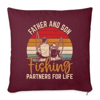 Père et fils Partenaires de pêche pour la vie - Housse de coussin décorative 45 x 45 cm - bordeaux - Devant