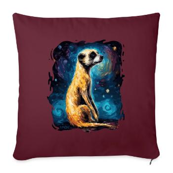 Le ciel est étoilé et un suricate - Housse de coussin décorative 45 x 45 cm - bordeaux - Devant