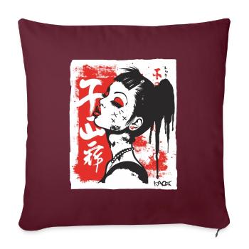 Fille japonaise cool - Housse de coussin décorative 45 x 45 cm - bordeaux - Devant