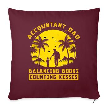 Comptable Papa équilibrant Livres comptant Bisous - Housse de coussin décorative 45 x 45 cm - bordeaux - Devant