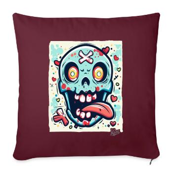 Crâne fou, drôle, fou-coloré - Housse de coussin décorative 45 x 45 cm - bordeaux - Devant