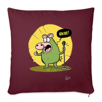 Drôle de cochon : Comédie et caca - Housse de coussin décorative 45 x 45 cm - bordeaux - Devant