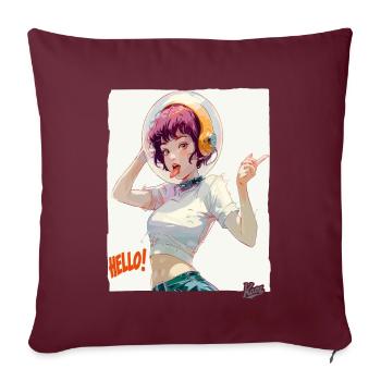 Drôle d’astronaute dit bonjour - Housse de coussin décorative 45 x 45 cm - bordeaux - Devant