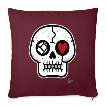 cool skull with heart - Sofa pillowcase 17,3'' x 17,3'' (45 x 45 cm) - burgundy - Front