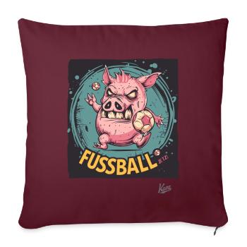 Cochon de football : Nous voulons le football maintenant - Housse de coussin décorative 45 x 45 cm - bordeaux - Devant