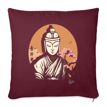 Le Bouddha silencieux : le zen dans le style streetwear - Housse de coussin décorative 45 x 45 cm - bordeaux - Devant