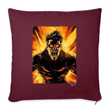 Super Anger Hero: Der heldenhafte Ausbruch - Sofakissenbezug 45 x 45 cm - Burgunderrot - Vorne