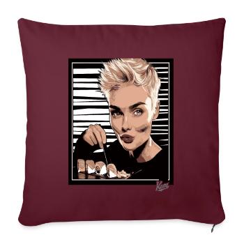 Coupe Pixie et délicieux sushis tendance - Housse de coussin décorative 45 x 45 cm - bordeaux - Devant