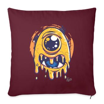 Cyclope borgne drôle : monstre mignon - Housse de coussin décorative 45 x 45 cm - bordeaux - Devant