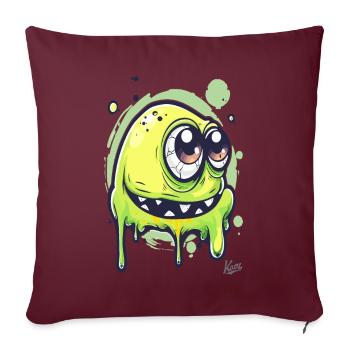 Drôle de monstre visqueux - Housse de coussin décorative 45 x 45 cm - bordeaux - Devant