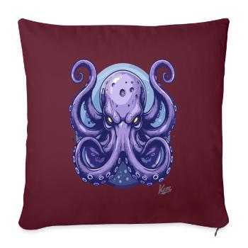 Poulpe bleue en colère massive Pieuvre pieuvre - Housse de coussin décorative 45 x 45 cm - bordeaux - Devant