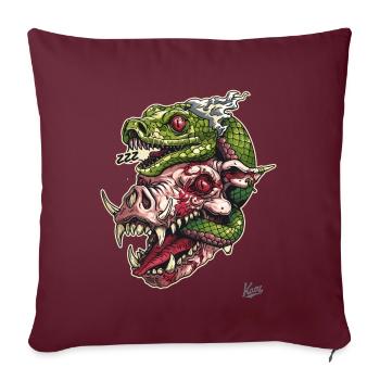 Crâne de serpent à tête de cochon zombie - Housse de coussin décorative 45 x 45 cm - bordeaux - Devant