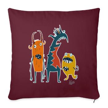 Une troupe comique et drôle de monstres étranges - Housse de coussin décorative 45 x 45 cm - bordeaux - Devant