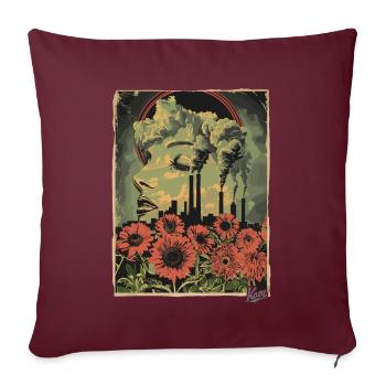 Propaganda Style industrielle Blumen - Sofakissenbezug 45 x 45 cm - Burgunderrot - Vorne