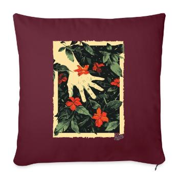 Style de propagande : La main sur les plantes au paradis - Housse de coussin décorative 45 x 45 cm - bordeaux - Devant