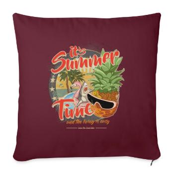 Requin d’été Flamant rose ananas - Housse de coussin décorative 45 x 45 cm - bordeaux - Devant