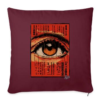 Rétro Vintage Asiatique Big Eye - Housse de coussin décorative 45 x 45 cm - bordeaux - Devant