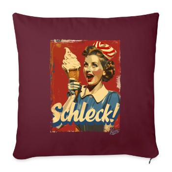 Heureuse femme au foyer des années 1950 avec de la crème glacée – Schleck ! - Housse de coussin décorative 45 x 45 cm - bordeaux - Devant
