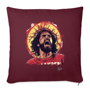 Drôle de gars en colère avec une couronne d’épines - Housse de coussin décorative 45 x 45 cm - bordeaux - Devant