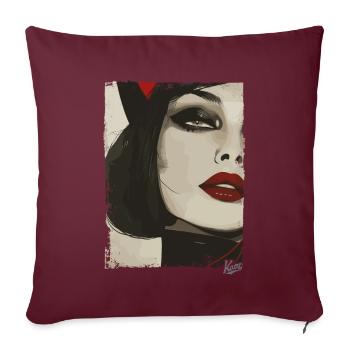 Vintage Katzenmädchen im schwarzen Anzug - Sofakissenbezug 45 x 45 cm - Burgunderrot - Vorne