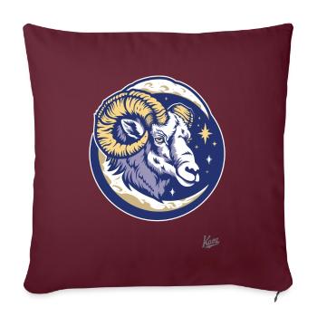 La lune, les étoiles et le mouton corne de Bélier - Housse de coussin décorative 45 x 45 cm - bordeaux - Devant