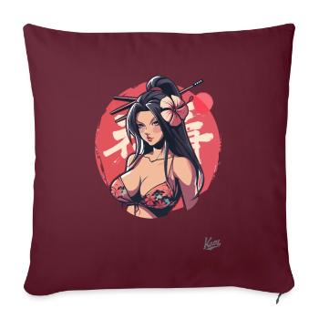 Sur la plage, une fille au Japon Okinawa - Housse de coussin décorative 45 x 45 cm - bordeaux - Devant